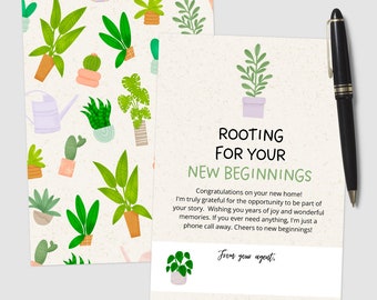 Printed Real Estate Mailers - New Home Congratulations - Closing Card - Rooting For Your New Beginnings