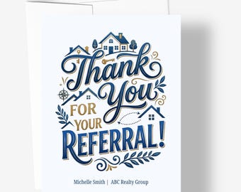 Thank You Referral Cards | Personalized Real Estate Client Appreciation (Set of 10)