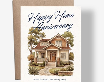 Happy Home Anniversary Cards | Personalized Real Estate Client Appreciation (Set of 10)