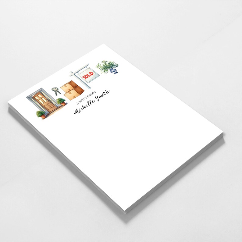 Personalized Real Estate Agent Stationery Set Flat & Folded Note Cards