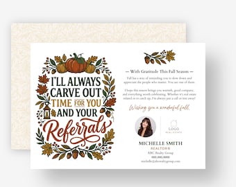 Fall Real Estate Referral Cards | Personalized Client Mailers for Realtors
