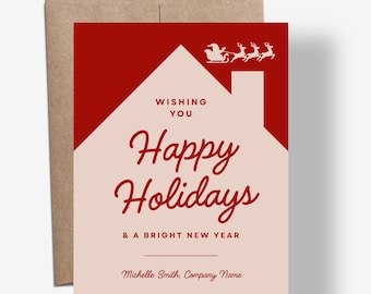 Happy Holidays Christmas Cards | Personalized Real Estate Client Appreciation (Set of 10)