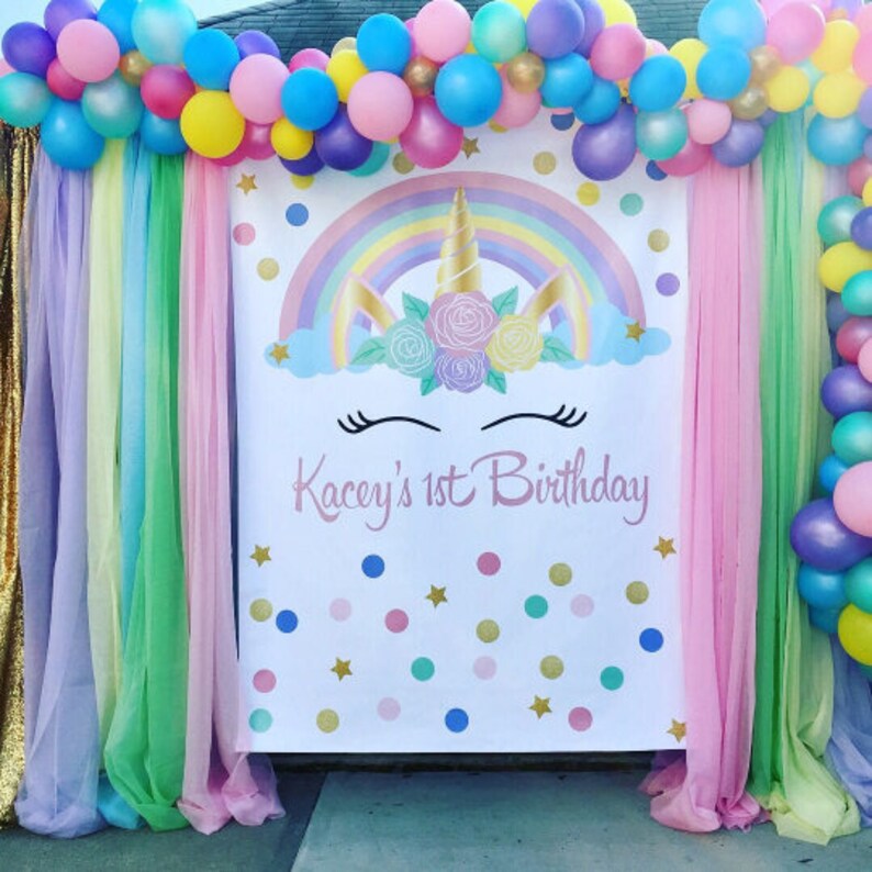 Unicorn Backdrop Unicorn Birthday Unicorn Digital Backdrop Etsy