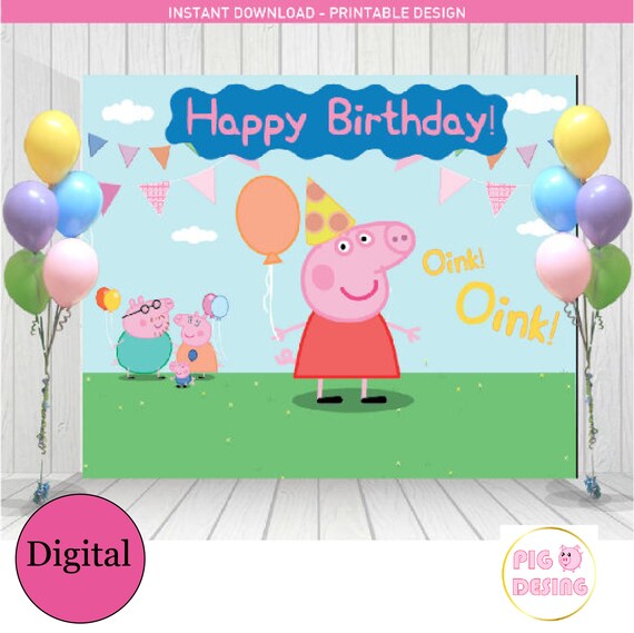 Peppa Pig Birthday Peppa Pig Backdrop Peppa Pig Banner Etsy