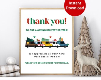 Christmas Delivery Driver Thank You Sign, Holiday Package (Instant Download)