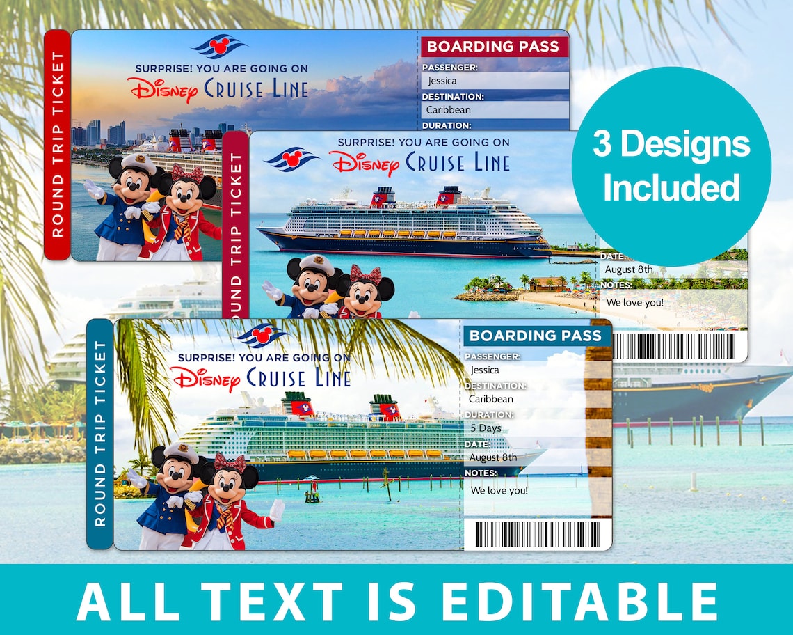 Disney Cruise Tickets Disney Cruise Boarding Pass Printable Etsy