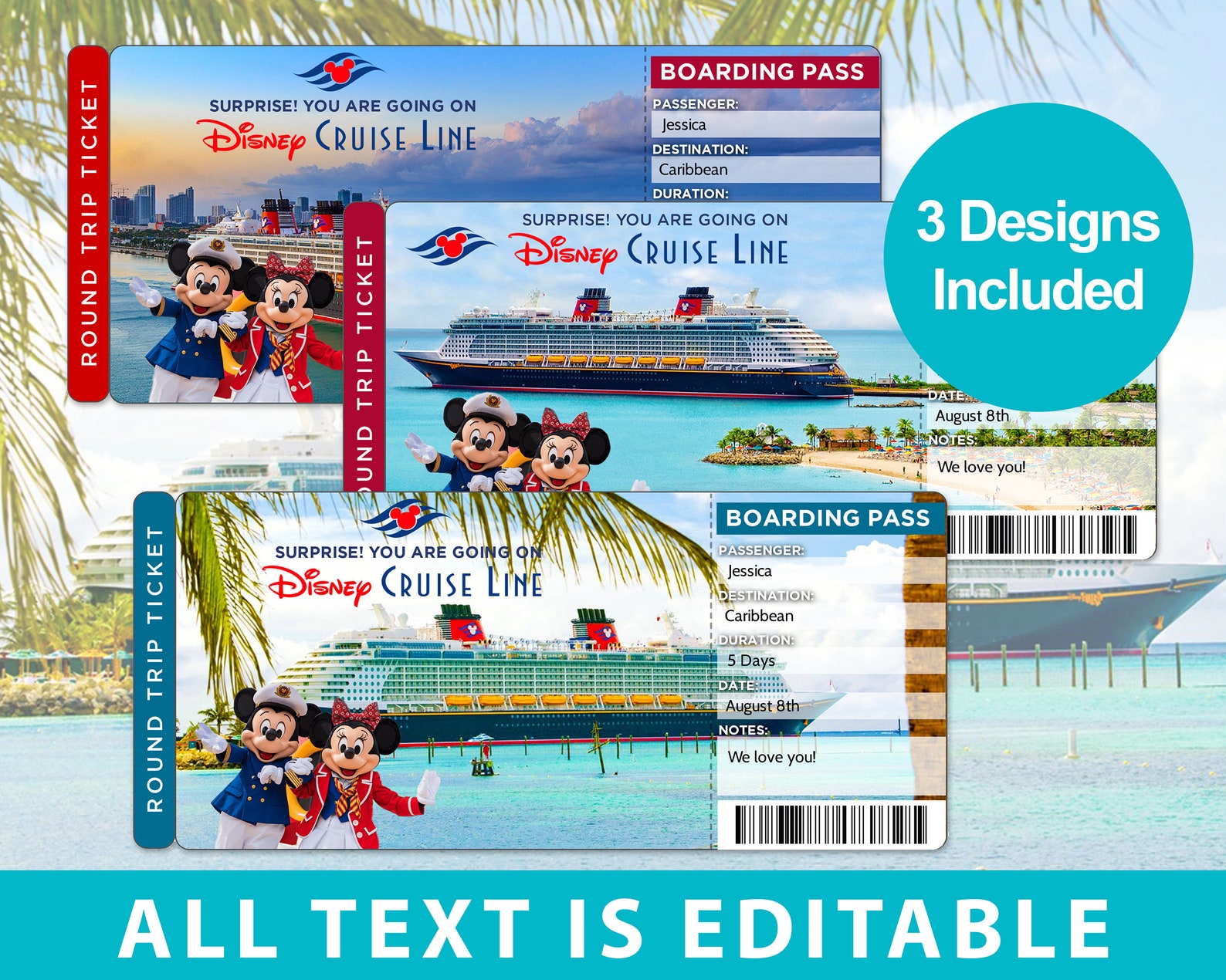 Disney Cruise Tickets Disney Cruise Boarding Pass Printable | Etsy
