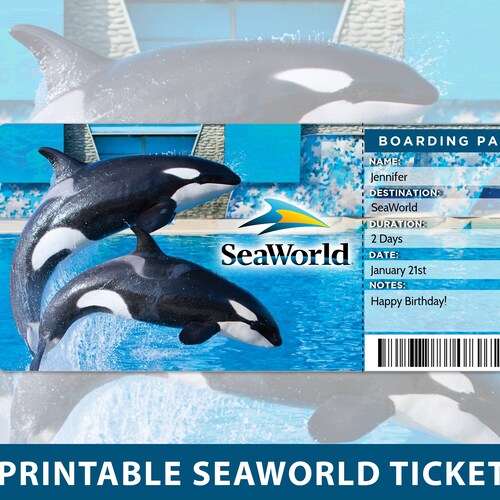 Seaworld Trip Tickets Printable Seaworld Ticket Digital - Etsy