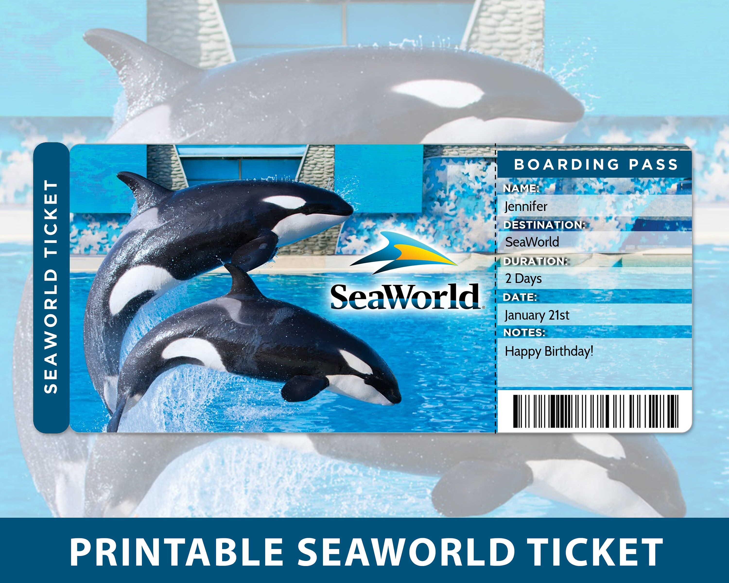 SeaWorld Surprise Trip Reveal Tickets Printable Surprise Sea Etsy