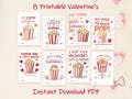 Printable Valentine Cards, Poppin By Popcorn Classroom Valentine Cards, Popcorn School Valentine, Valentine's Day Tags, Instant Download
