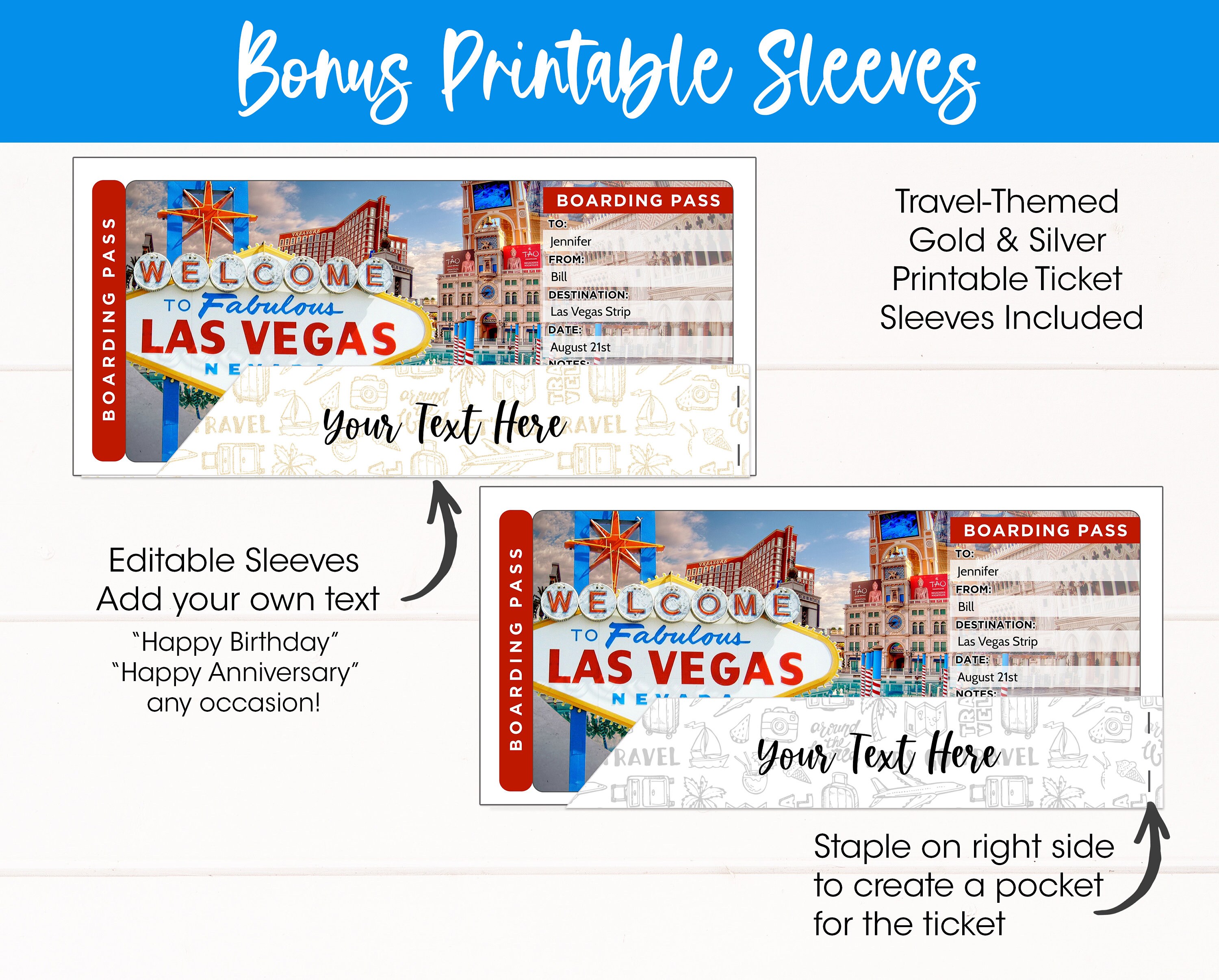 Printable Las Vegas Ticket Las Vegas Boarding Pass Template Etsy