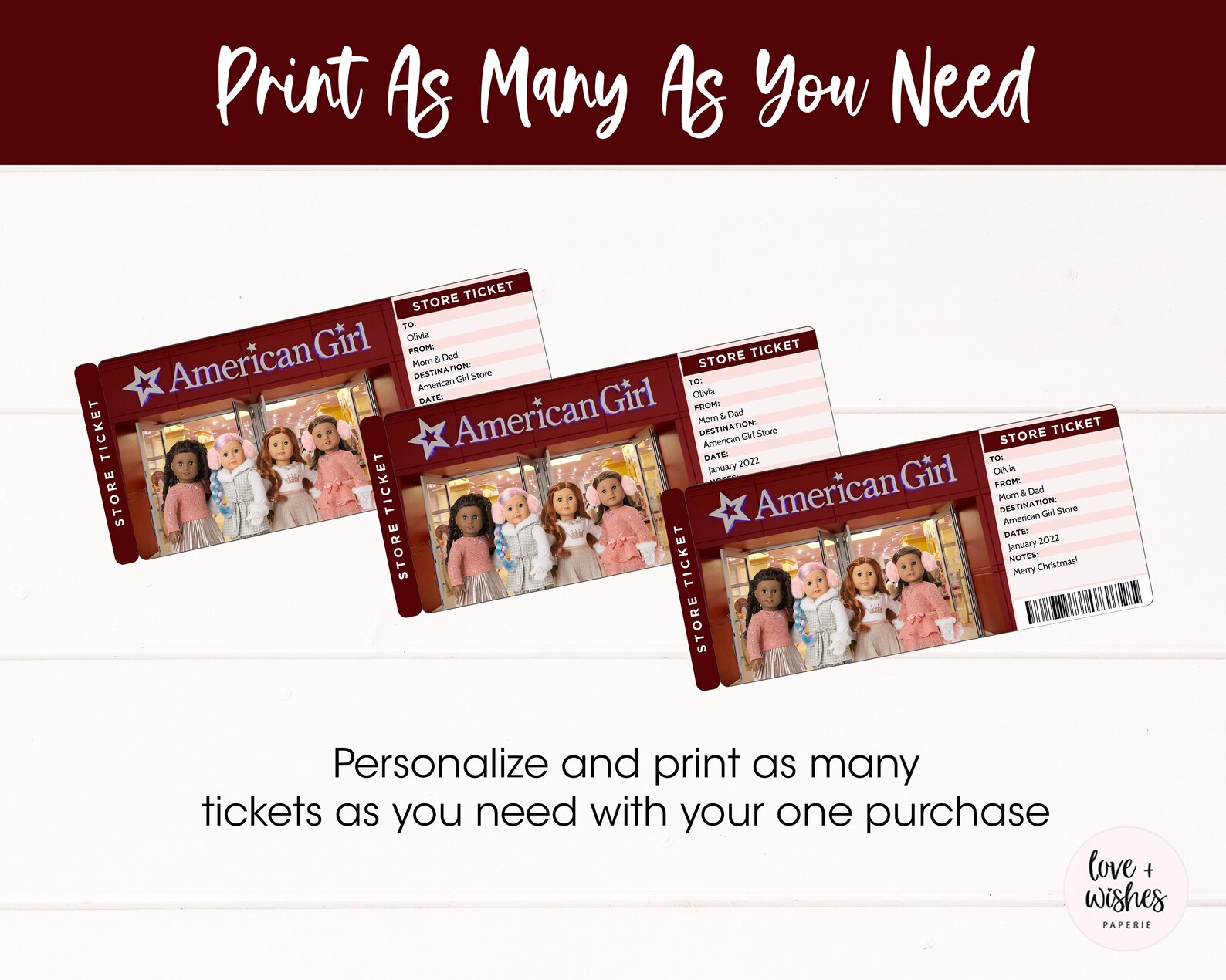 Surprise American Girl Doll Gift Reveal Tickets Printable Etsy