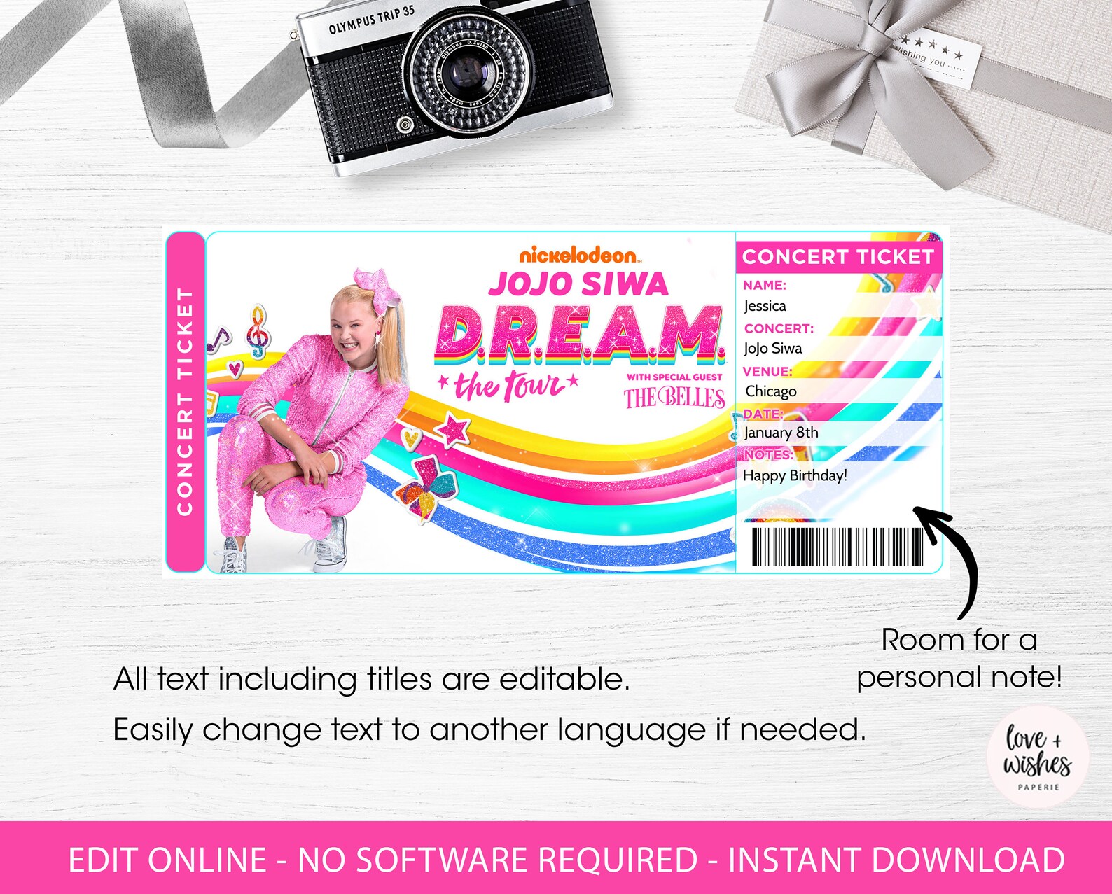 Jojo Siwa Concert Reveal Tickets Printable Surprise Jojo Siwa Etsy Canada