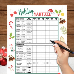 Printable Yahtzee Score Sheets, Yahtzee Score Card, Board Game Score, Holiday Theme Christmas Yahtzee Score Sheets, Letter Size