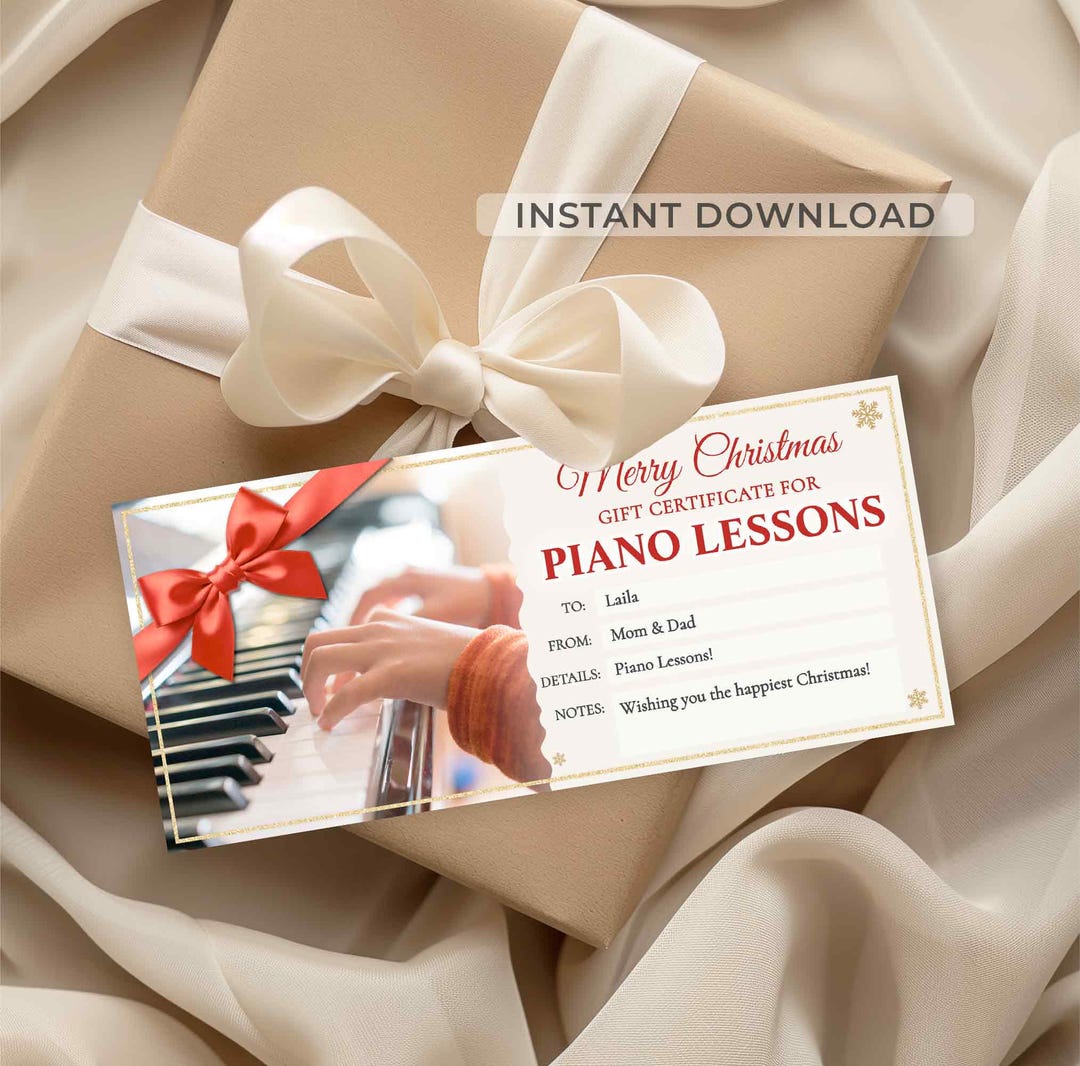 Singing Lessons Gift Piano Lessons Gift Certificate • Music Class Gift Voucher Ticket ...