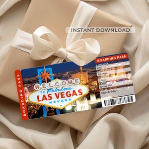 Las Vegas Trip Surprise Ticket, Editable Boarding Pass, Printable Trip Reveal Ticket Gift Voucher