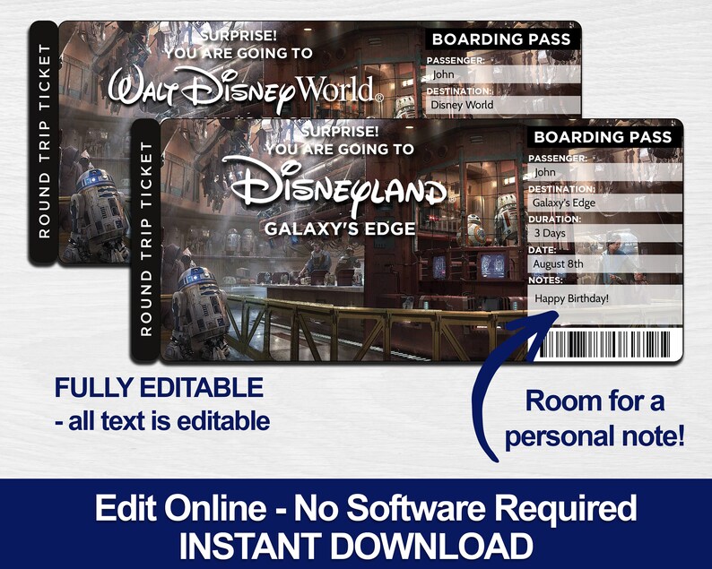 Disneyland & Disney World Star Wars Galaxy's Edge Tickets Etsy