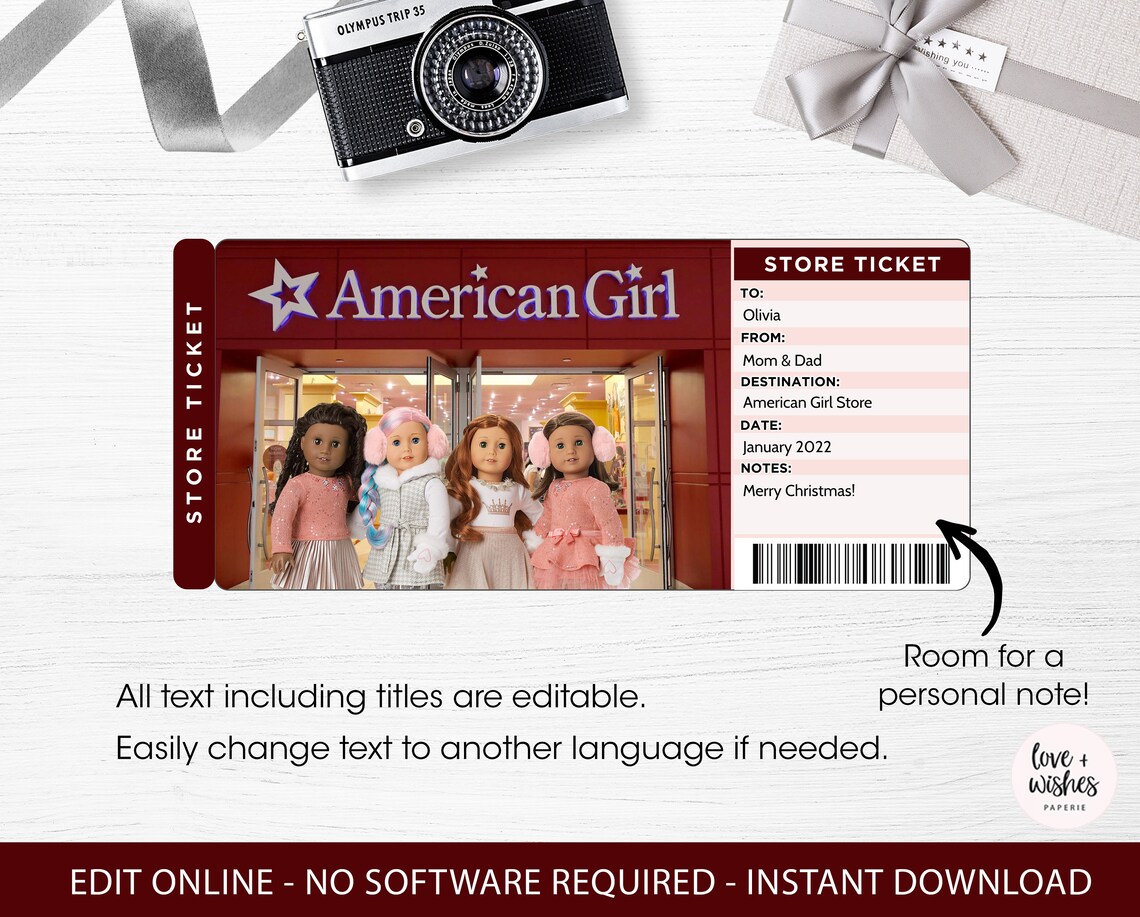 Surprise American Girl Doll Gift Reveal Tickets Printable Etsy