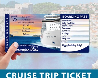 Cruise Ticket Printable Boarding Pass Editable File Surprise - Etsy