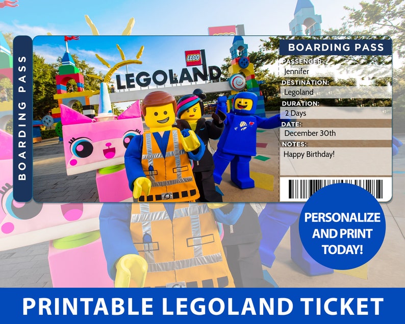 legoland trip reveal tickets printable surprise lego land etsy