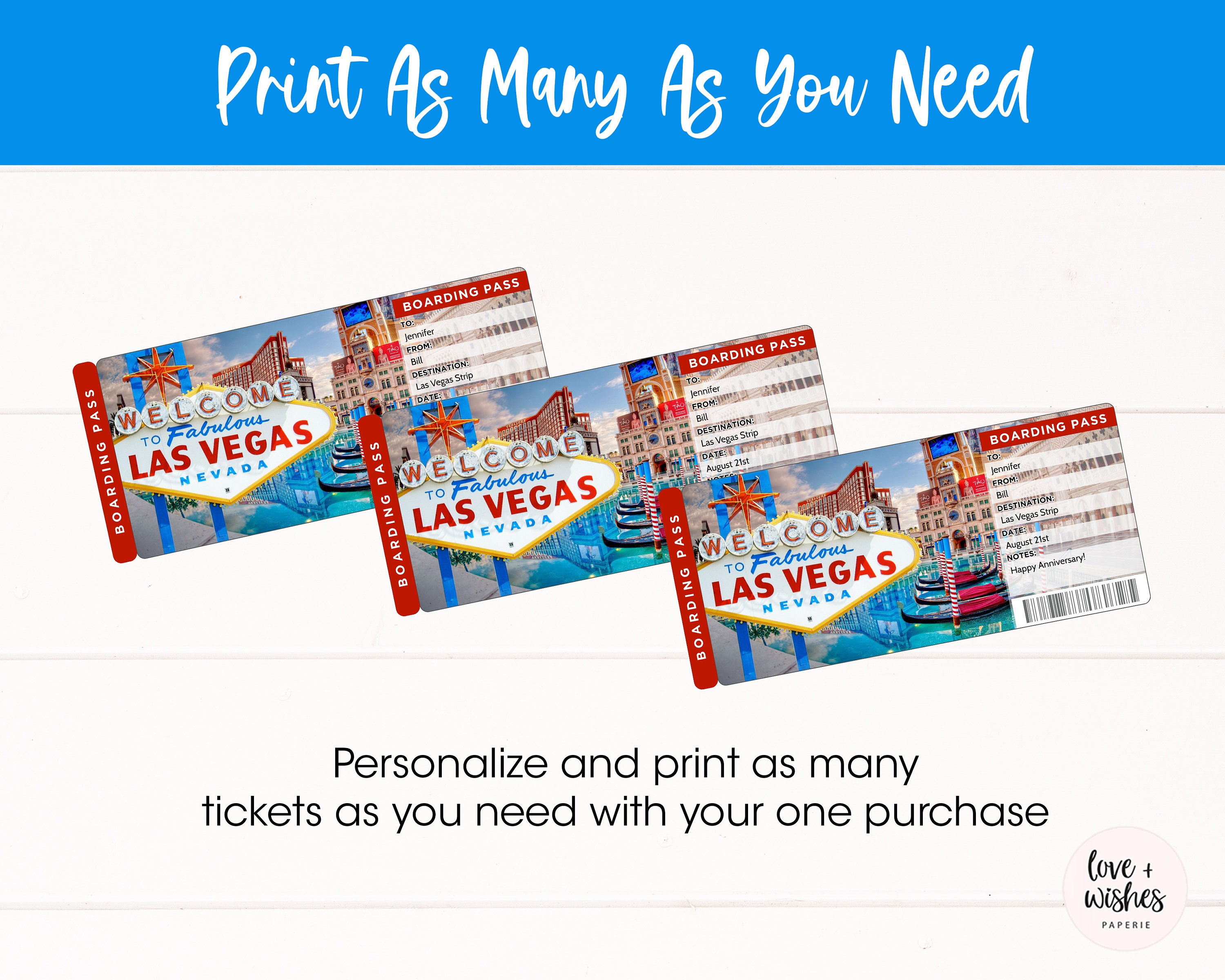 Printable Las Vegas Ticket Las Vegas Boarding Pass Template Etsy
