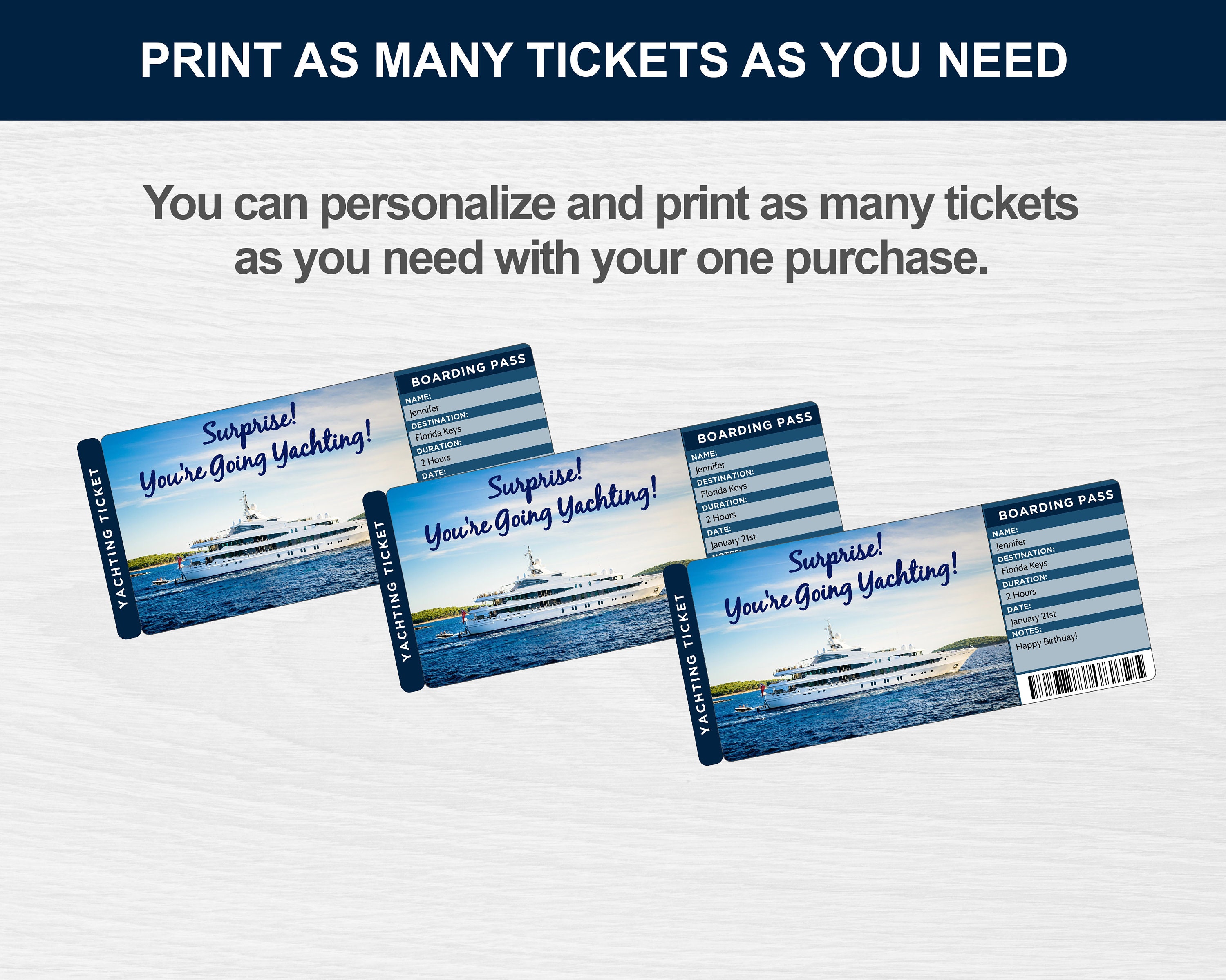 Yachting Trip Ticket Yachting Vacation Ticket Printable Etsy