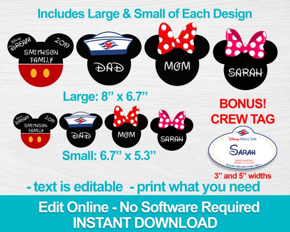 Printable Disney Cruise Door Decorations Diy Editable Print At Home Cruise Cabin Door Decor Add Your Own Magnets Mickey Minnie