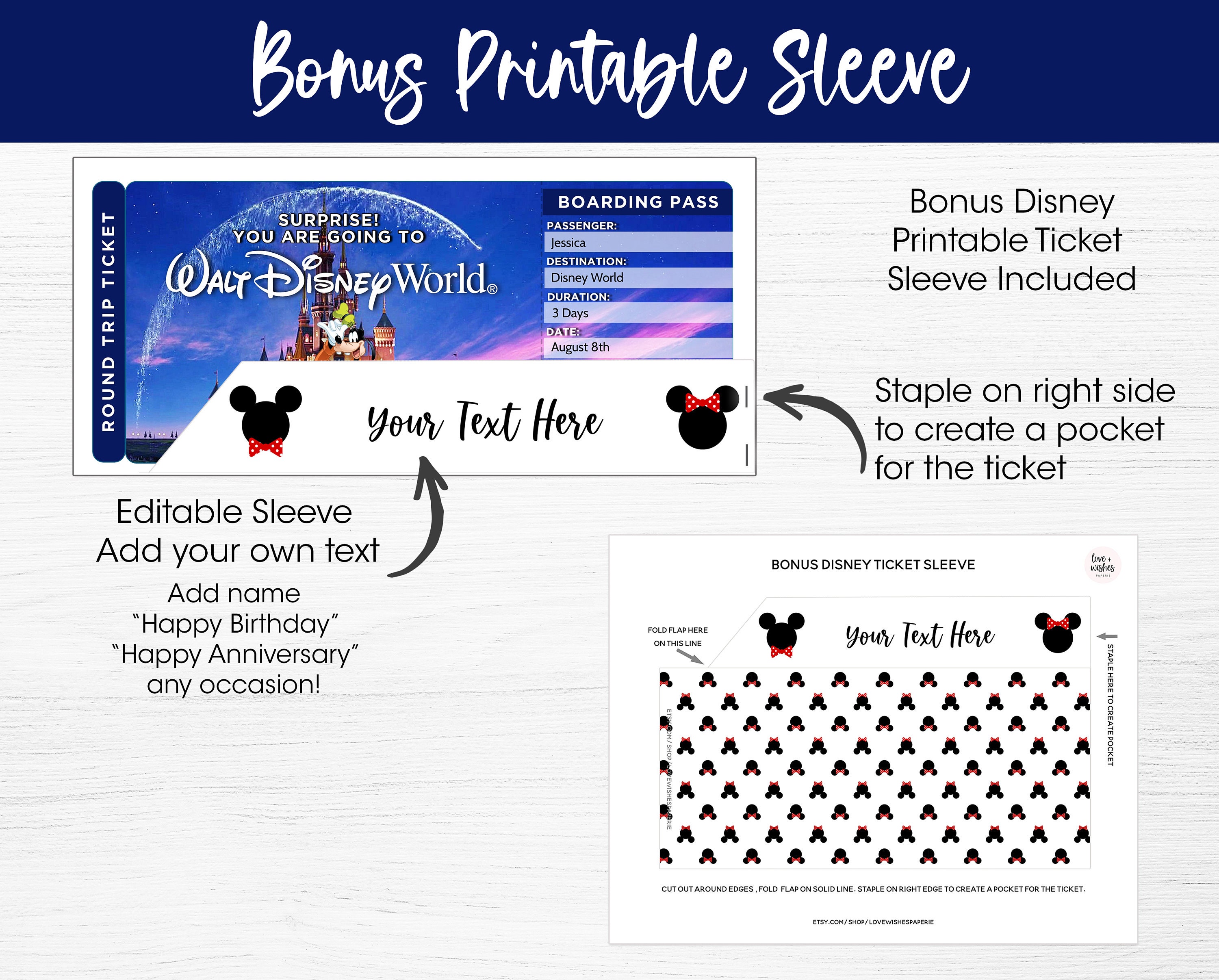 Disney Trip Tickets Surprise Disney Trip DisneyLand Disney Etsy