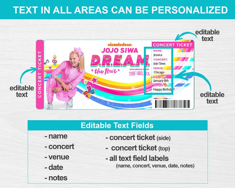 jojo siwa concert reveal tickets printable surprise jojo