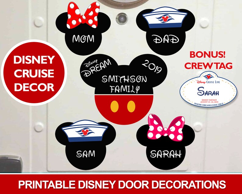 Printable Disney Cruise Doorway Decorations, Do-it-yourself Editable, Print at House, Cruise Cabin Doorway Decor, Increase Your Personalized Magnets, Mickey Minnie picture relating to Disney Cruise Door Decorations Printable named Printable Disney Cruise Doorway Decorations, Do it yourself Editable, Print at House, Cruise Cabin Doorway Decor, Incorporate Your Personalized Magnets, Mickey Minnie