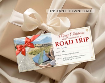 Road Trip Surprise Gift Ticket • Christmas Travel Reveal • Printable Road Trip Gift Certificate • Weekend Getaway • Adventure Trip