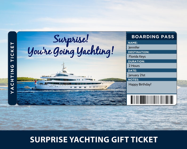 Yachting Trip Ticket Yachting Vacation Ticket Printable Etsy