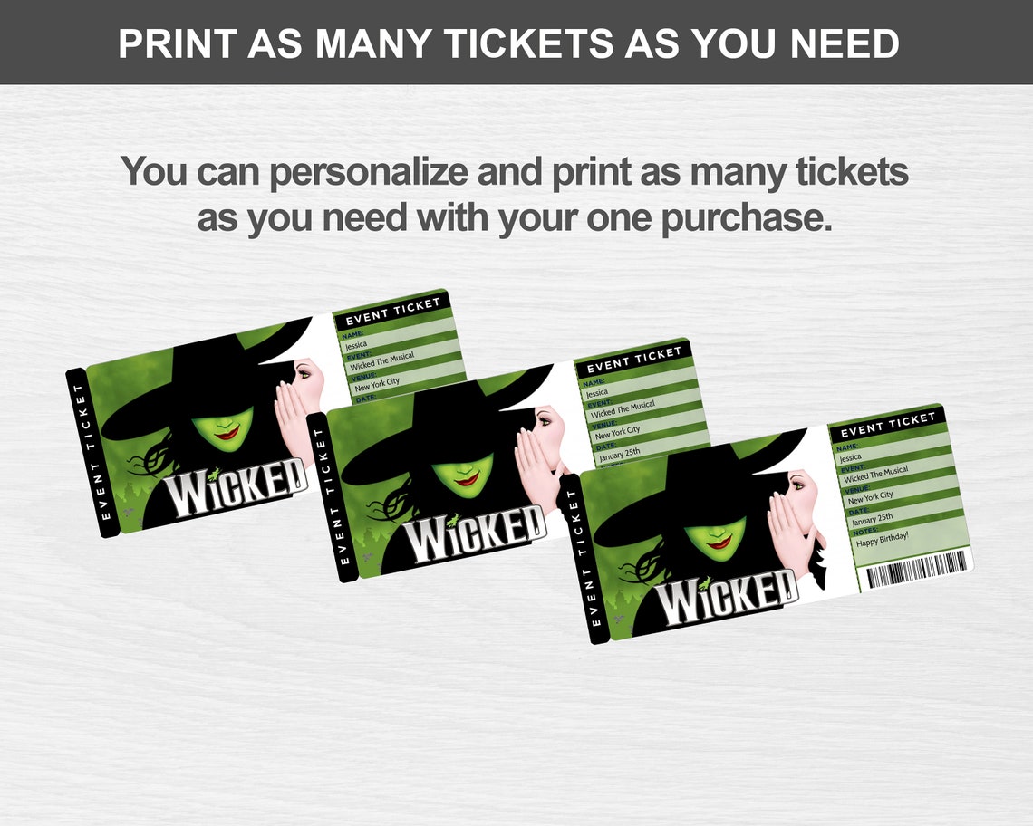wicked musical surprise reveal tickets printable surprise