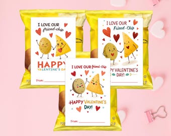 Printable Kids Valentine Cards, Potato Chip Design (PDF)