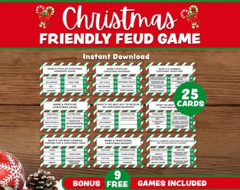 Printable Christmas Feud Game, Holiday Party (PDF)