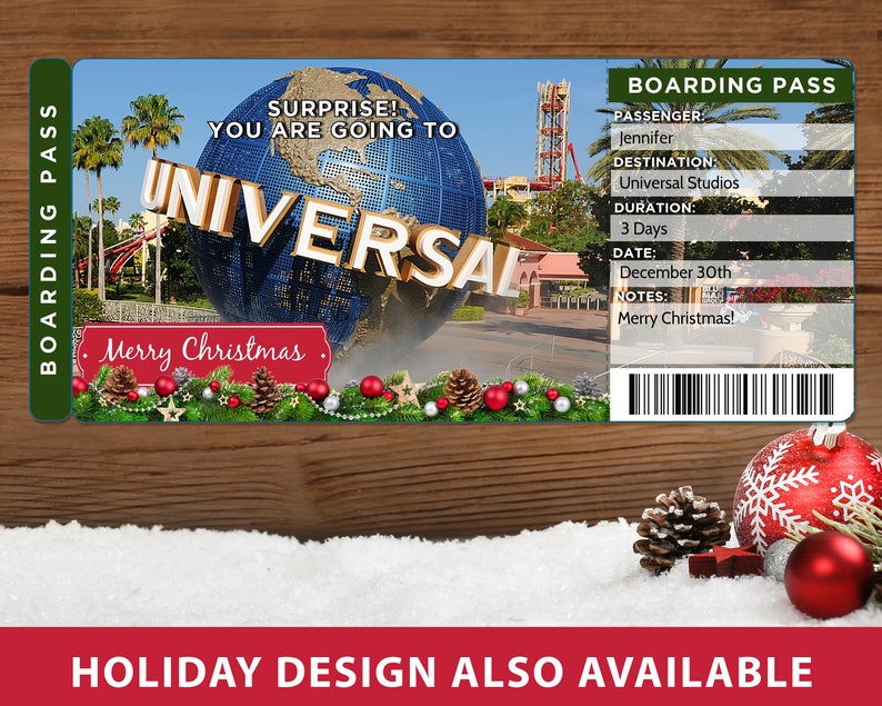 Universal Studios Trip Reveal Tickets Printable Surprise Etsy