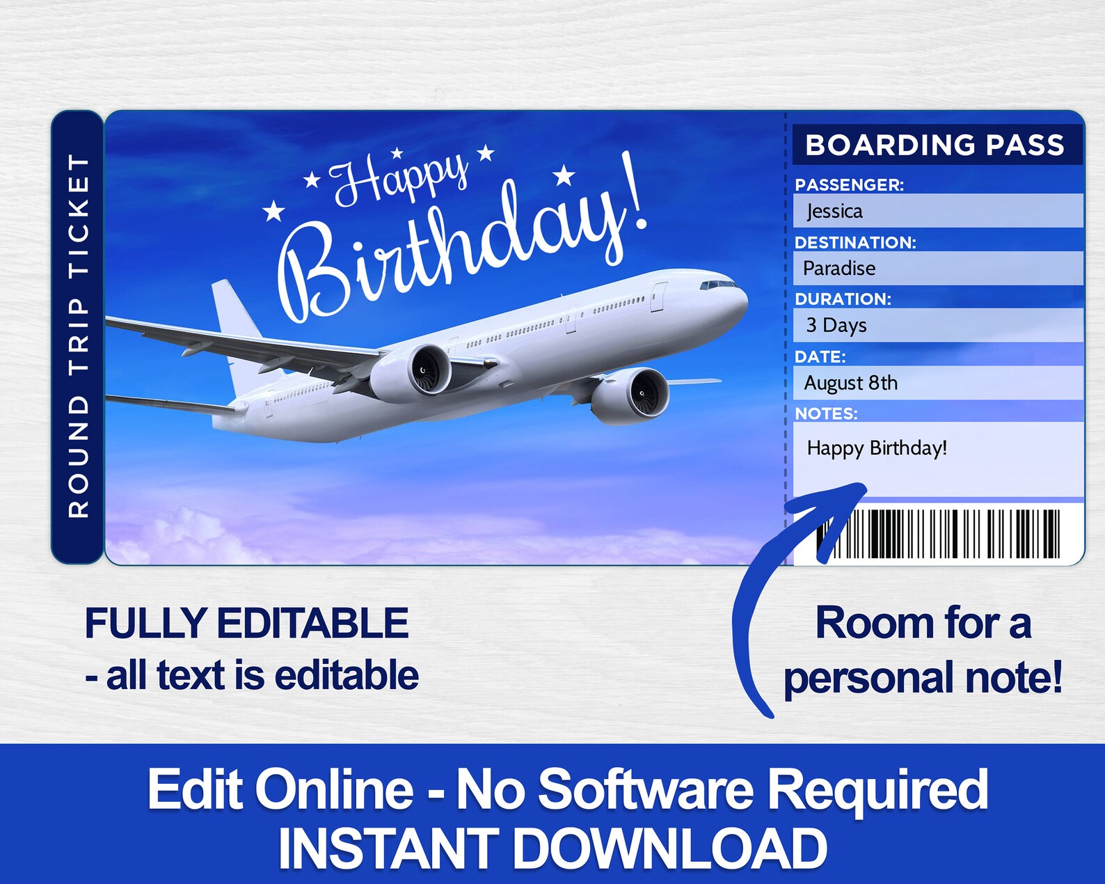Printable Airplane Ticket Template Printable Boarding Pass - Etsy Canada