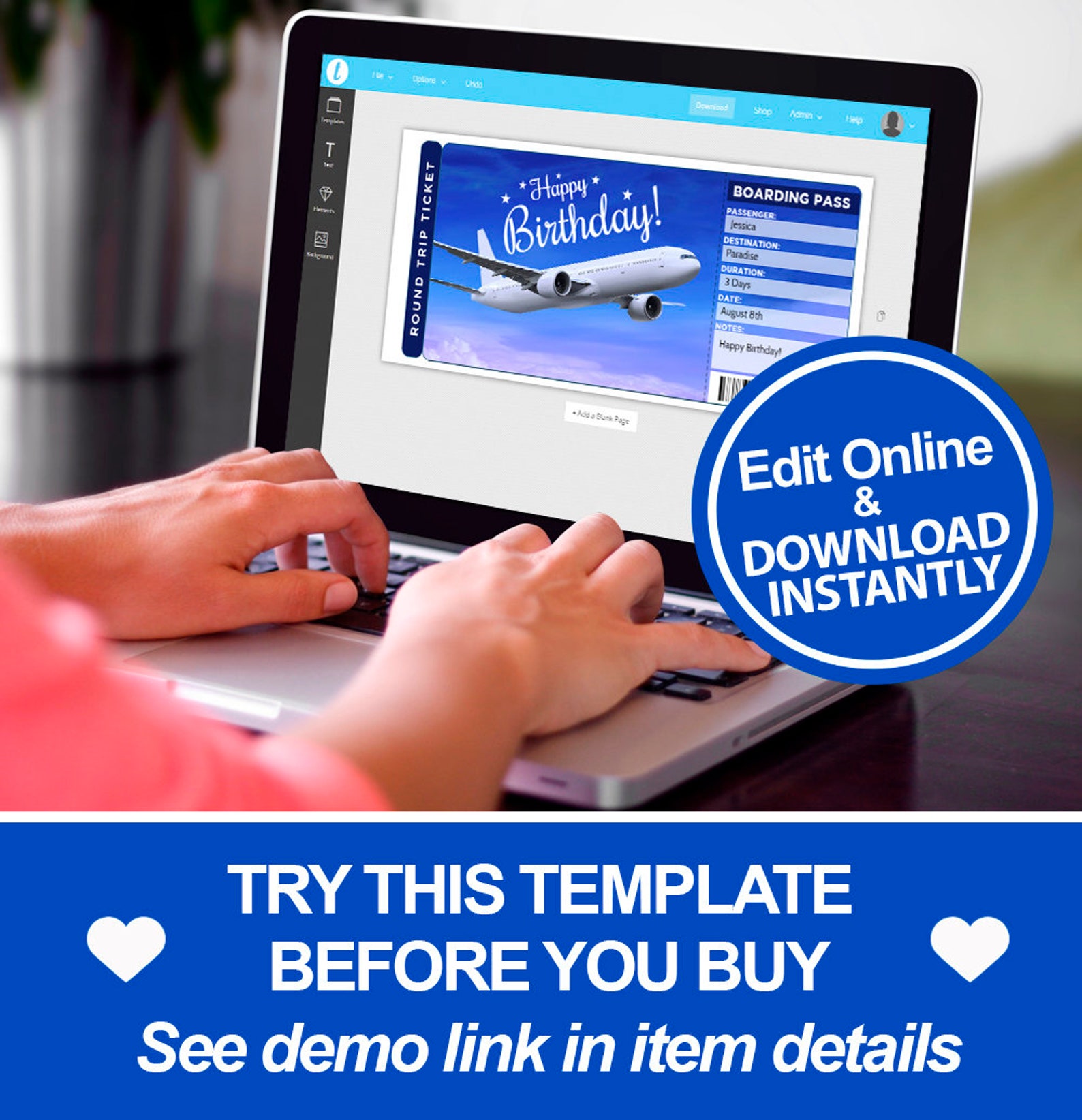 Printable Airplane Ticket Template Printable Boarding Pass - Etsy Canada