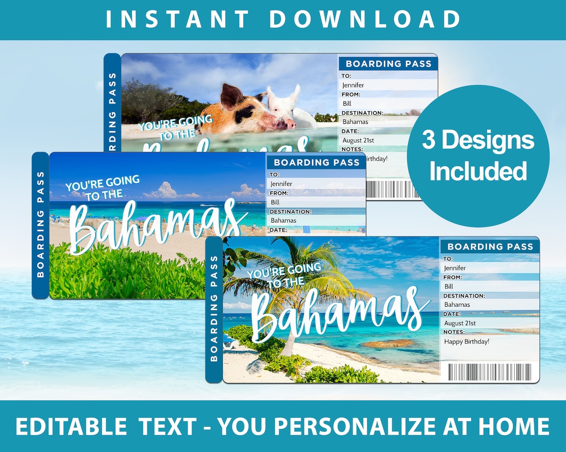 Printable Bahamas Trip Ticket Bahamas Vacation Trip to Etsy