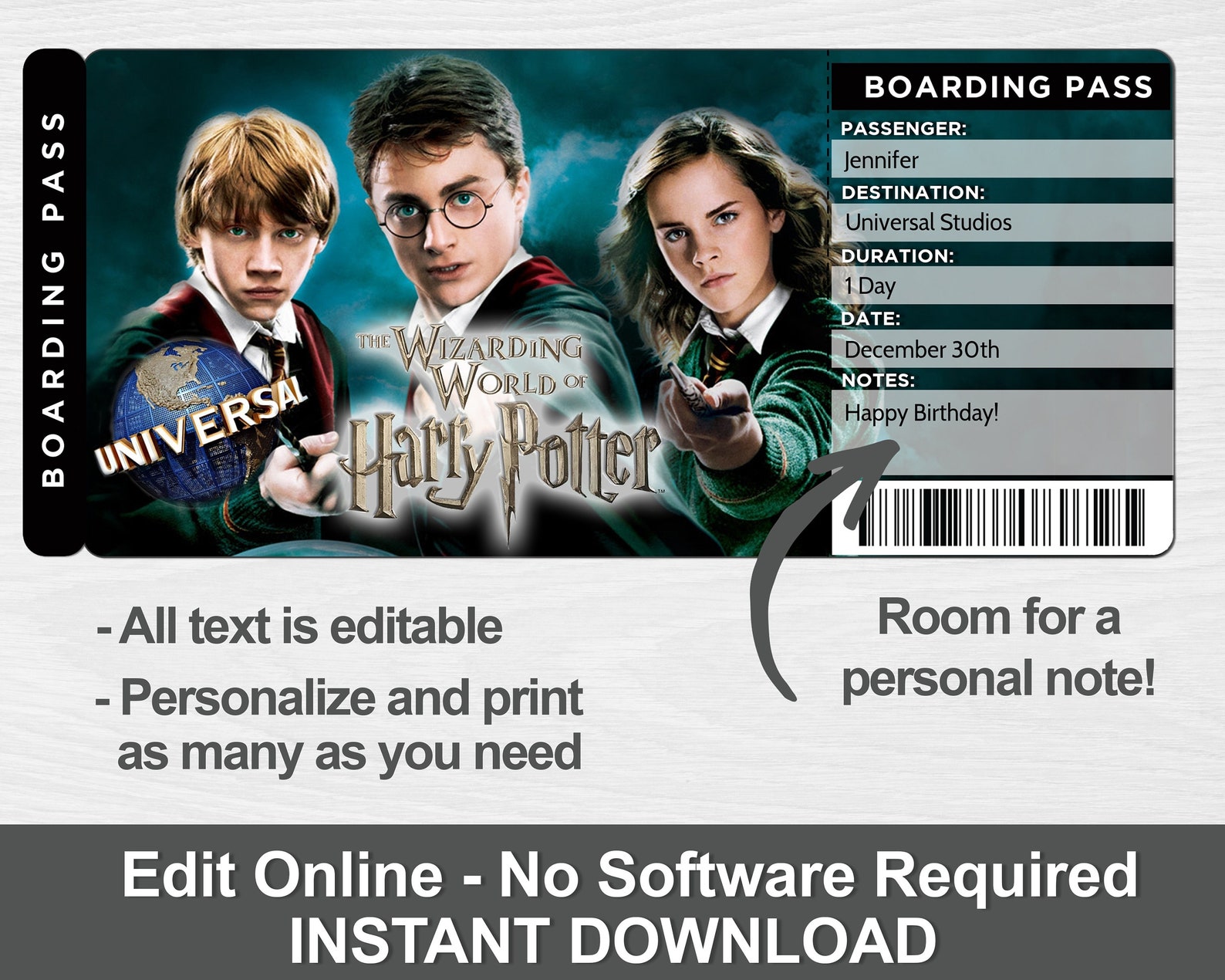 universal studios harry potter tickets surprise trip reveal etsy