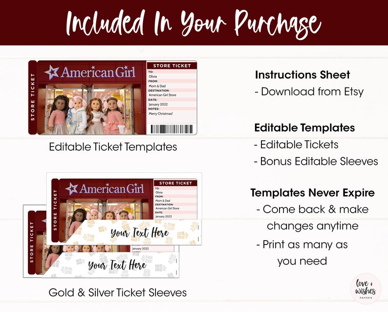 Surprise American Girl Doll Gift Reveal Tickets Printable Etsy