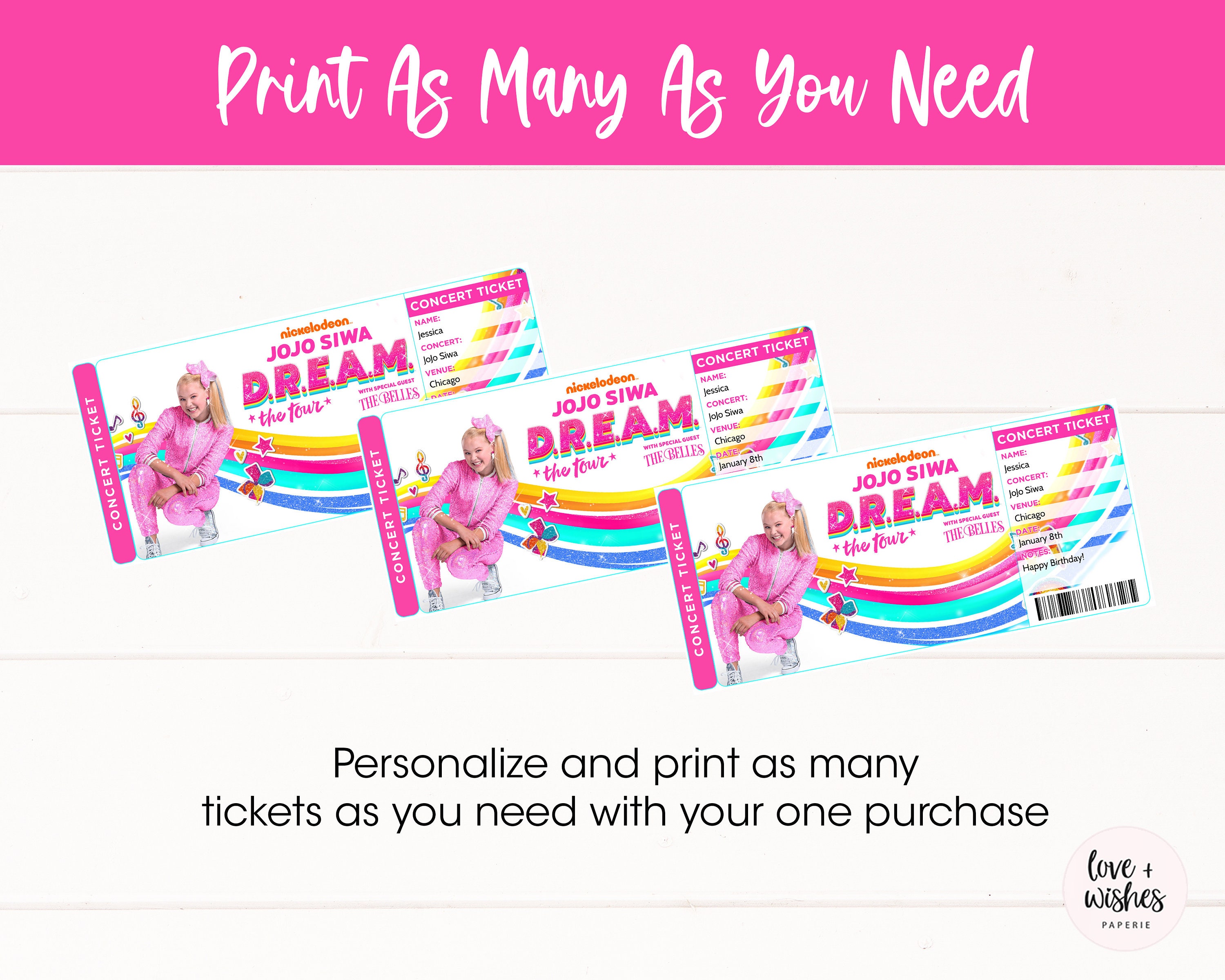 Jojo Siwa Concert Reveal Tickets Printable Surprise Jojo Siwa Etsy Canada