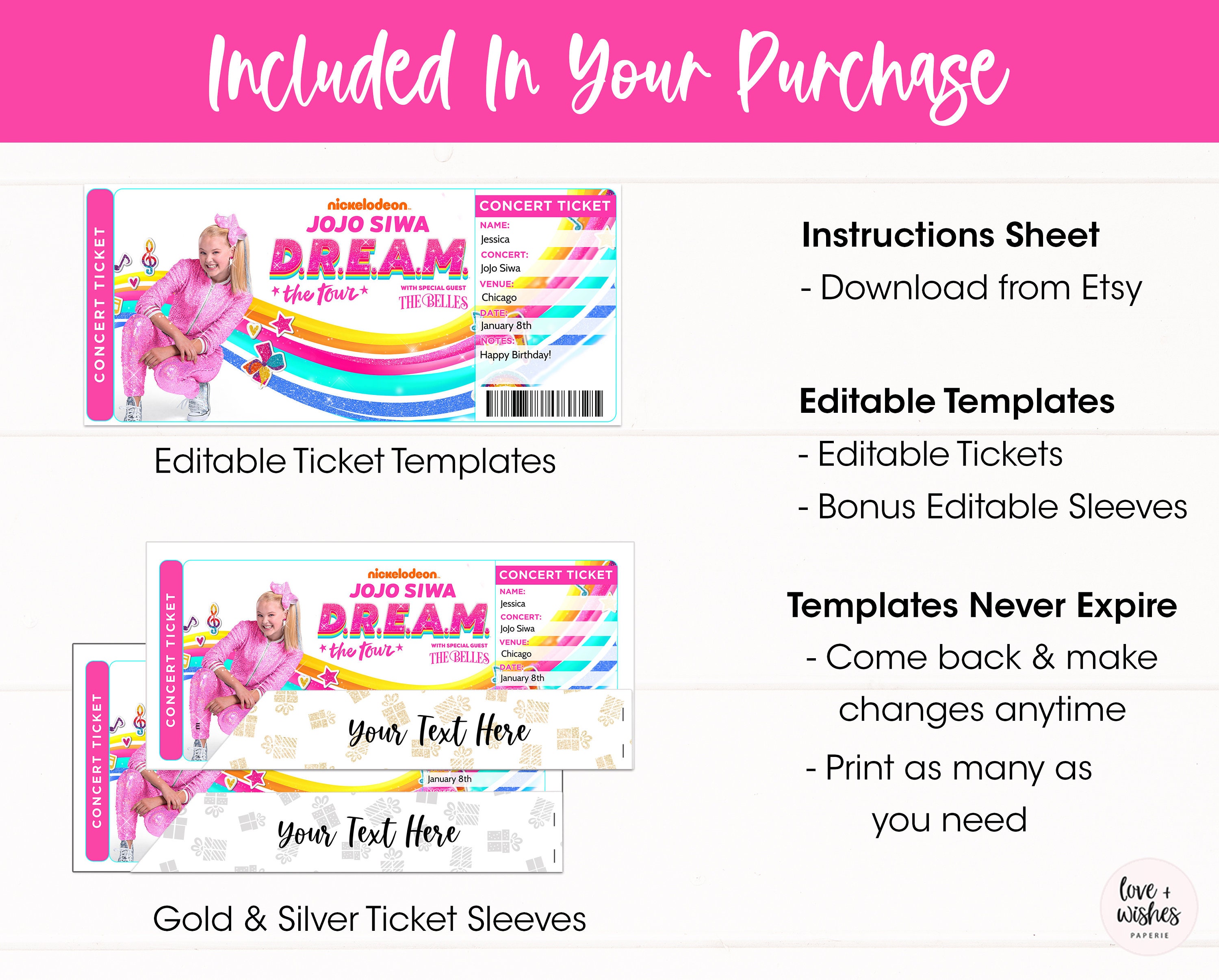 Jojo Siwa Concert Reveal Tickets Printable Surprise Jojo Siwa Etsy Canada