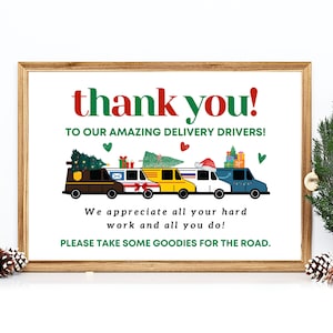 Delivery Driver Thank You Sign, Christmas Delivery Driver Snack Sign, Take A Treat Sign, Mail Carrier Sign, Instant Download