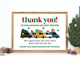 Cartel de agradecimiento para repartidores navideños, cartel de dulces y aperitivos (descarga instantánea)