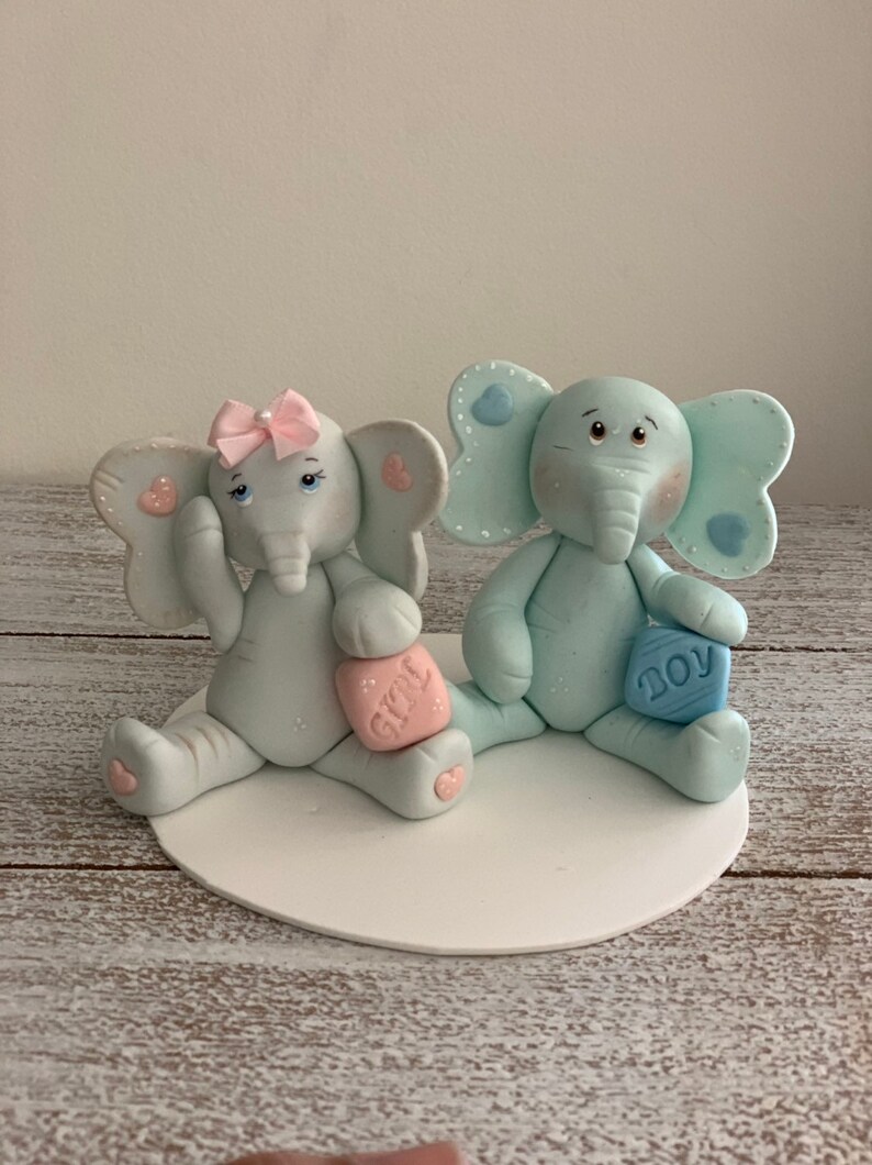 Baby Elephant Girl Or Boy Cake Topper Baby Shower Cake Etsy
