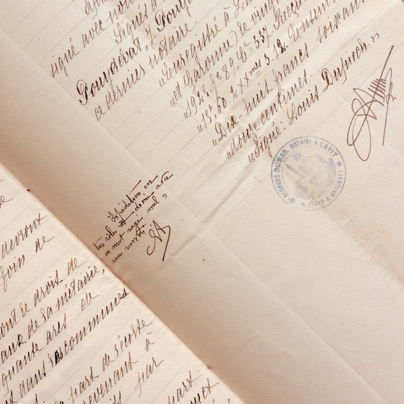 Vintage french document, handwritten, dated Avril 1822, paper, stained with age Vintage french document, handwritten, dated Avril 1822, paper, stained with age