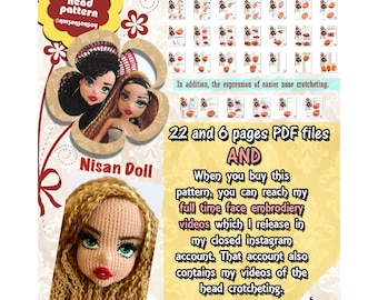 Nisan Doll Crochet Head Pattern – Face Embroidery Videos (PDF Pattern)