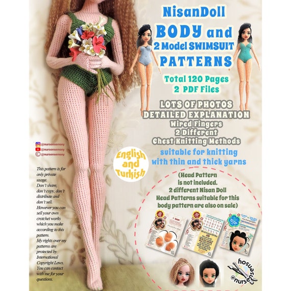 Nisan Doll Body Pattern and 2 model swimsuit pattern