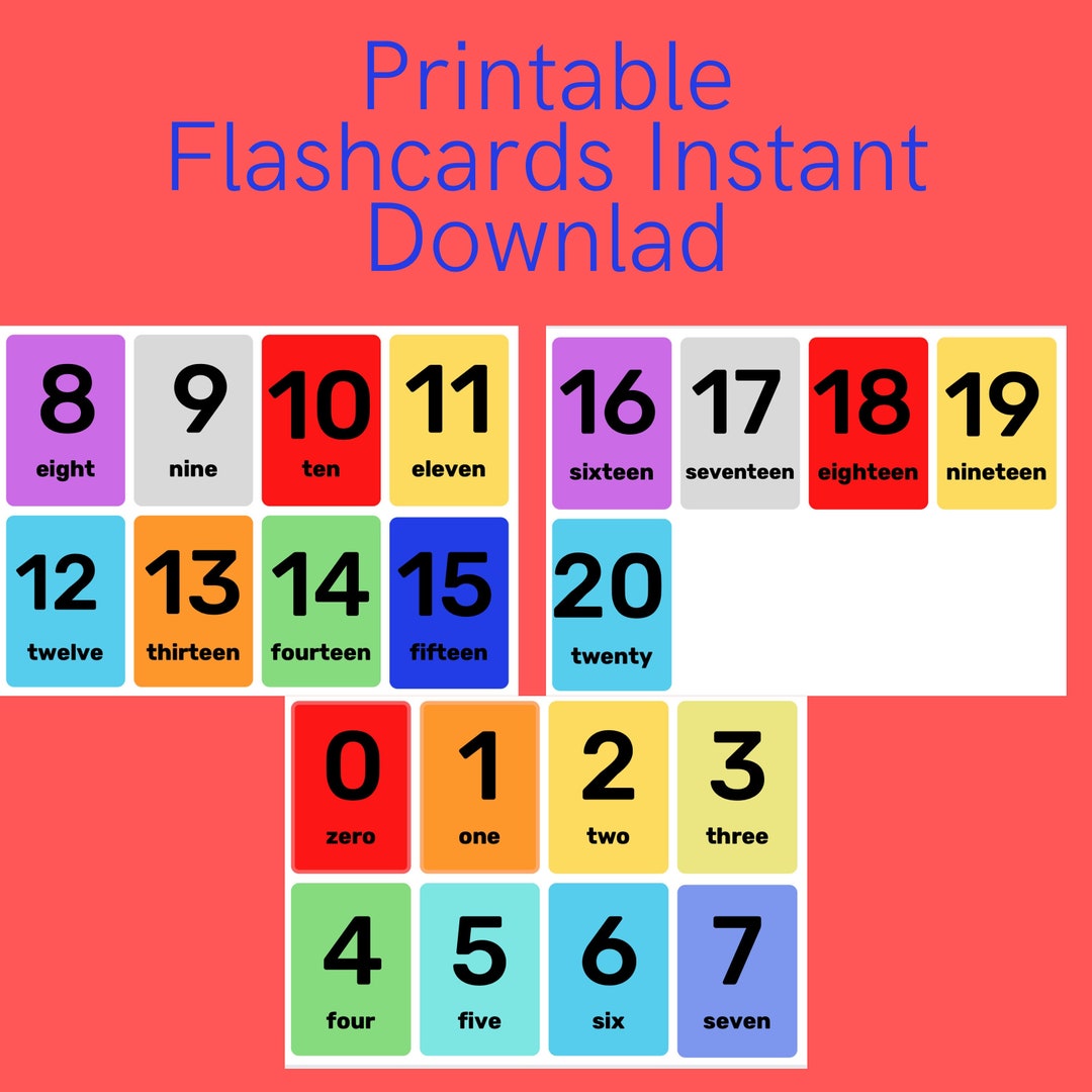 Printable Number Flash Cards/baby Flashcards/homeschool Flashcards Etsy